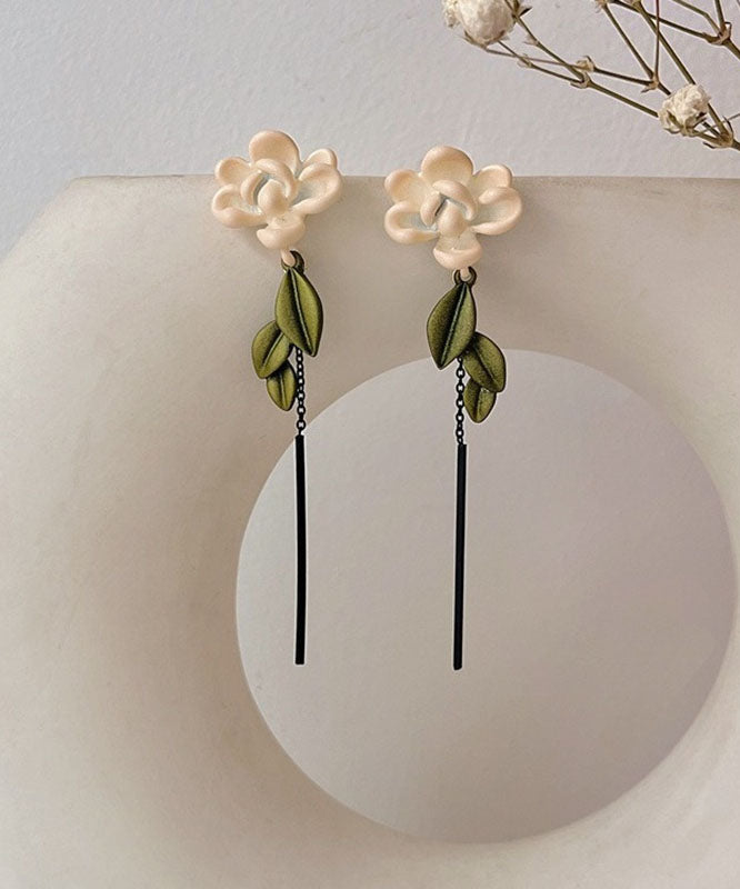 Retro Colorblock Sterling Silver Alloy Gardenia Drop Earrings