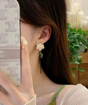 Retro Colorblock Sterling Silver Alloy Gardenia Drop Earrings