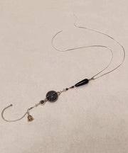 Retro Gold Copper Glass Beads Copper Coin Tassel Drop Earrings