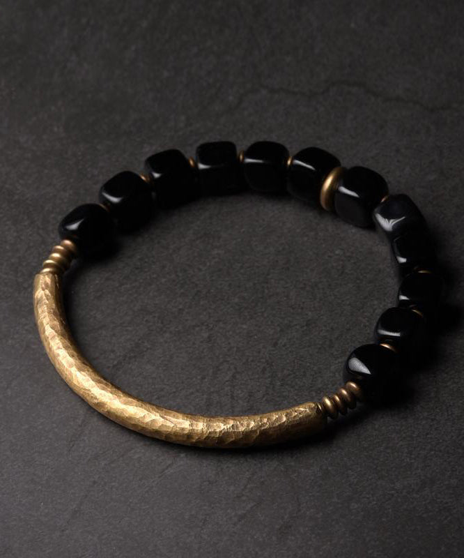 Retro Gold Copper Obsidian Bracelet