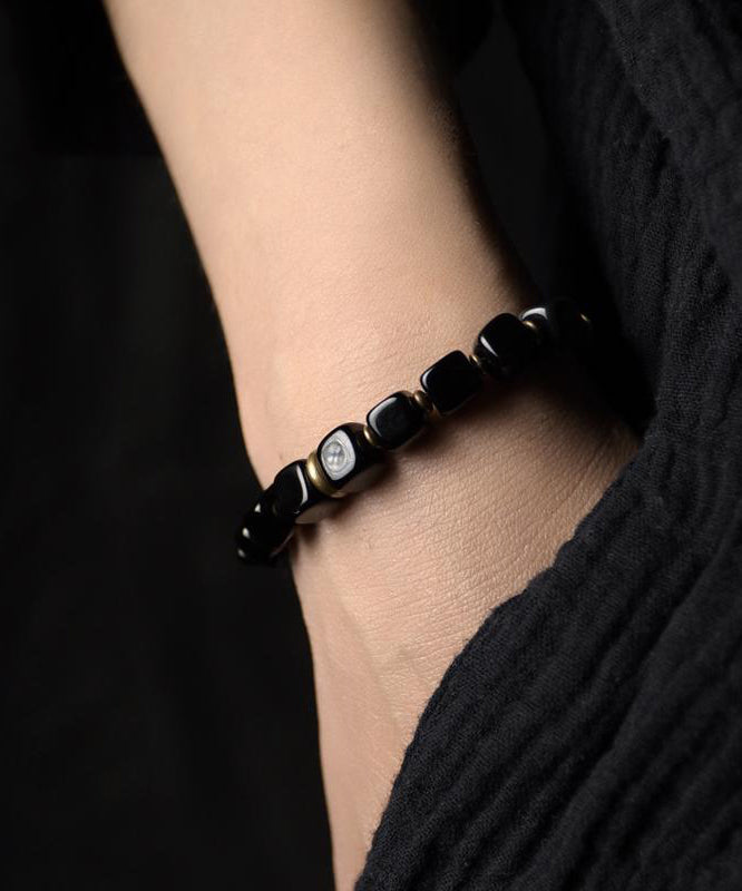 Retro Gold Copper Obsidian Bracelet