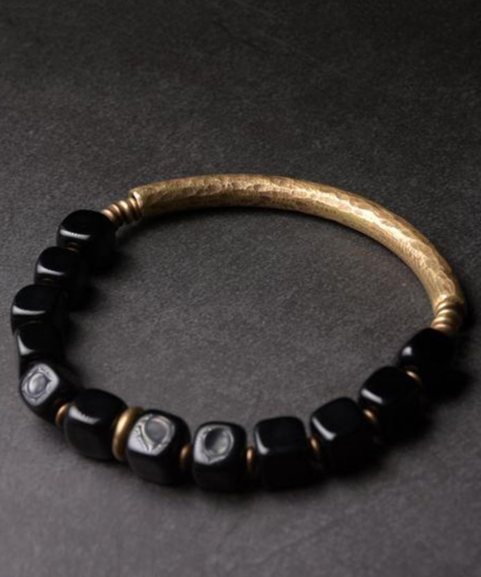 Retro Gold Copper Obsidian Bracelet