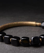 Retro Gold Copper Obsidian Bracelet
