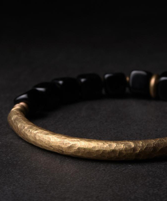 Retro Gold Copper Obsidian Bracelet