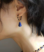 Retro Gold Copper Overgild Bamboo Joint Hoop Earrings