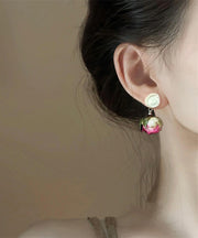 Retro Gold Sterling Silver Alloy Rose Drop Earrings