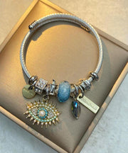 Retro Gold Sterling Silver Devil's Eye Charm Bracelet