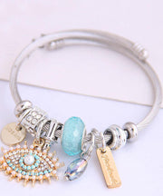 Retro Gold Sterling Silver Devil's Eye Charm Bracelet