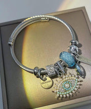 Retro Gold Sterling Silver Devil's Eye Charm Bracelet