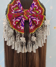 Retro Green Sterling Silver Embroidery Tassel Hairpin