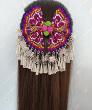 Retro Green Sterling Silver Embroidery Tassel Hairpin
