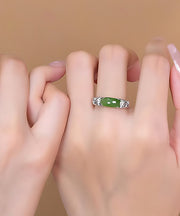 Retro Green Sterling Silver Jade Rings