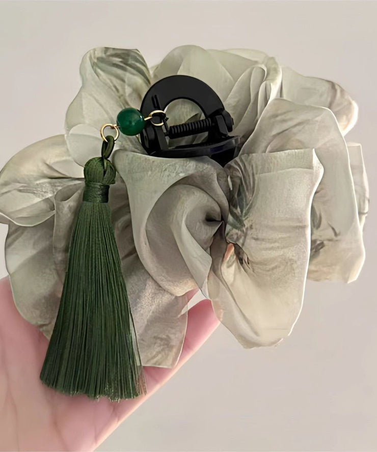 Retro Green Tulle Clouds Tassel Shark Clip Hairpin