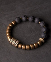 Retro Men Colorblock Ancient Gold Beads Bracelet