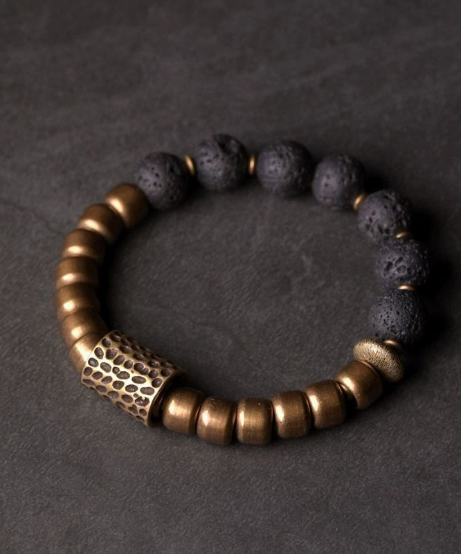 Retro Men Colorblock Ancient Gold Beads Bracelet