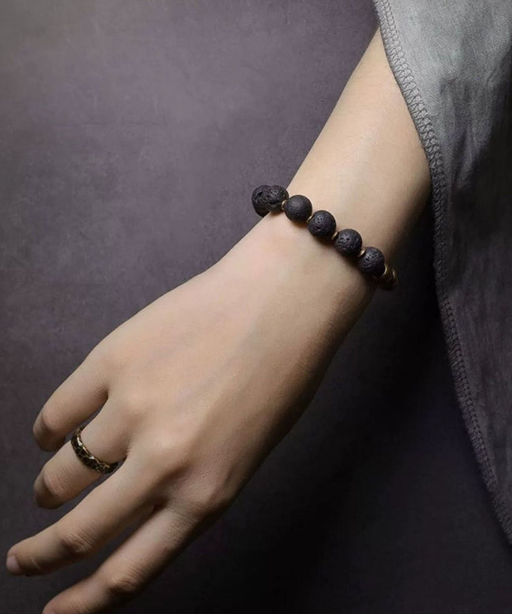 Retro Men Colorblock Ancient Gold Beads Bracelet