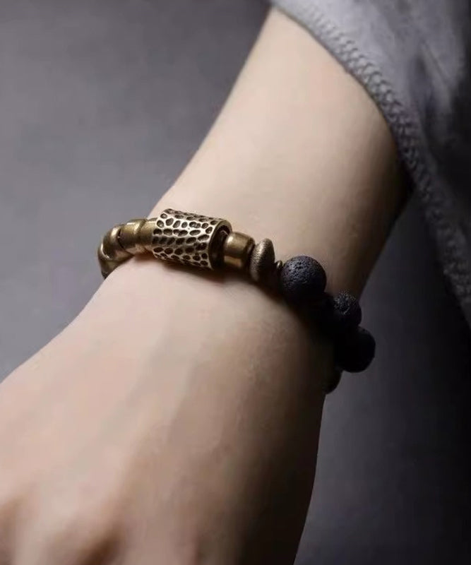 Retro Men Colorblock Ancient Gold Beads Bracelet