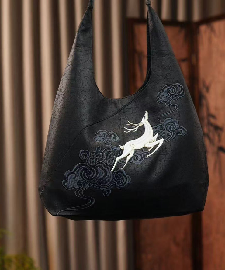 Retro Mulberry Embroidered Large Capacity Shoulder Bag