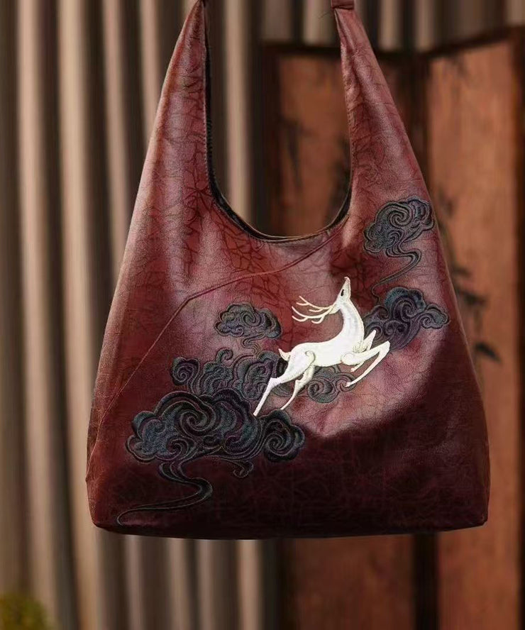 Retro Mulberry Embroidered Large Capacity Shoulder Bag