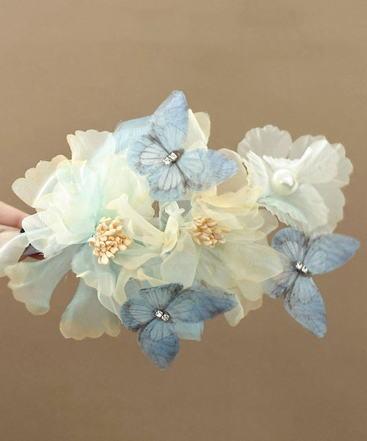 Retro Multicolor Tulle Butterfly Floral Pearl Hairpin