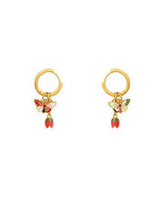 Retro Rainbow Copper Alloy Enamel Butterfly Floral Stud Earrings