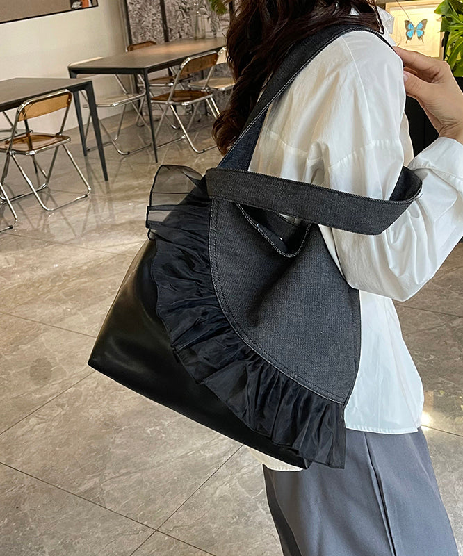 Retro Ruffled Patchwork Durable Cotton Women Handbags