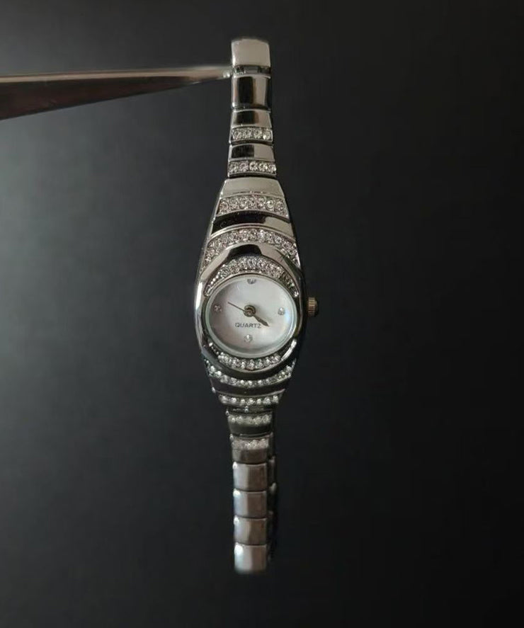 Retro Silk Alloy Zircon Sapphire Crystal Whtches