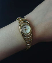 Retro Silk Alloy Zircon Sapphire Crystal Whtches