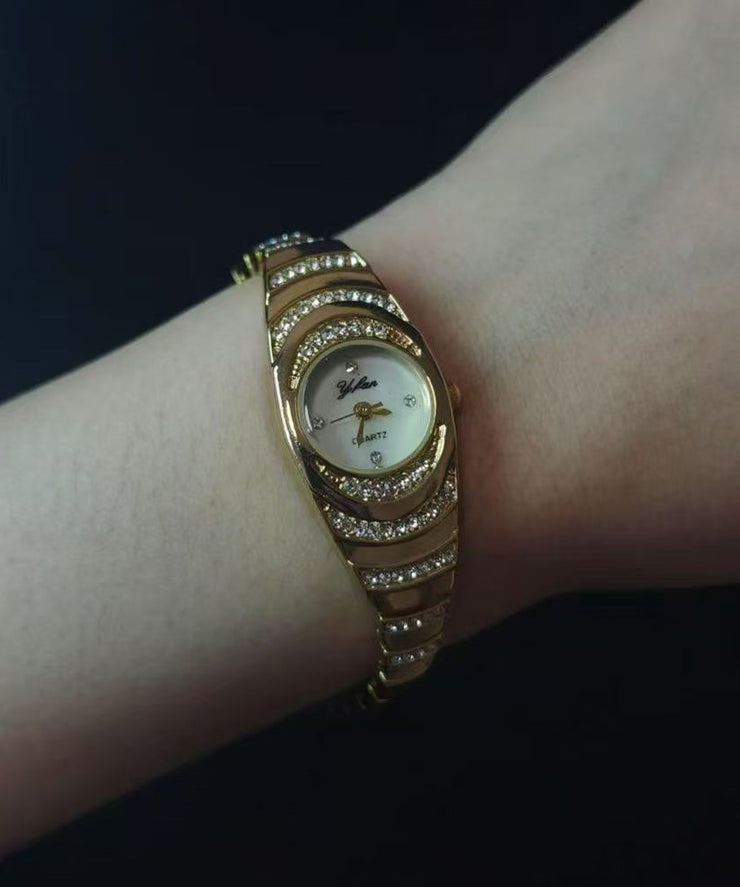 Retro Silk Alloy Zircon Sapphire Crystal Whtches