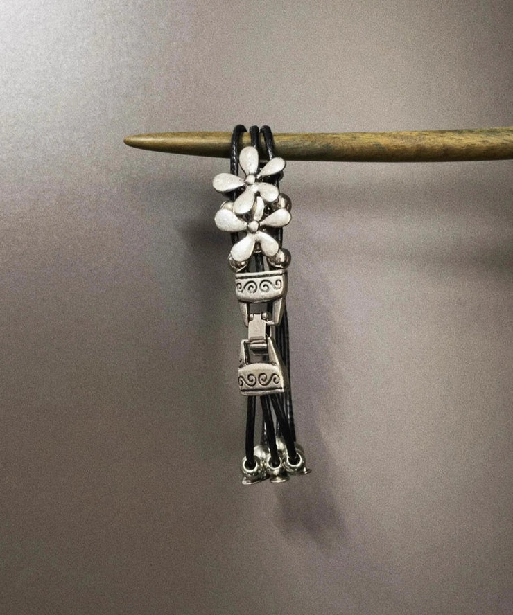 Retro Silk Stainless Steel Alloy Floral Bracelet