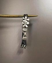 Retro Silk Stainless Steel Alloy Floral Bracelet