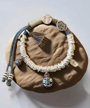 Retro Silk Sterling Silver Broken Silver Devouring Gold Beast Charm Bracelet