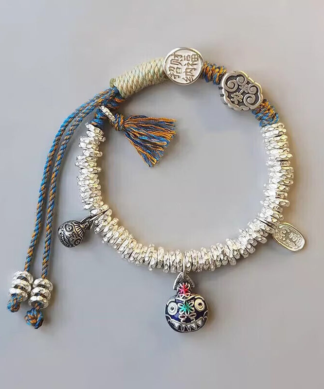 Retro Silk Sterling Silver Broken Silver Devouring Gold Beast Charm Bracelet