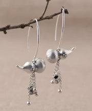 Retro Silk Sterling Silver Calabash Tassel Drop Earrings