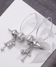 Retro Silk Sterling Silver Calabash Tassel Drop Earrings
