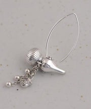 Retro Silk Sterling Silver Calabash Tassel Drop Earrings