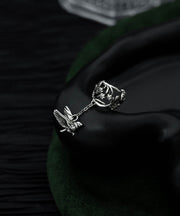 Retro Silk Sterling Silver Floral Flying Bird Hollow Out Tassel Single One Drop Earrings