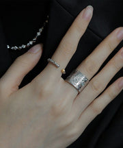 Retro Silk Sterling Silver Inlay Jade Rings