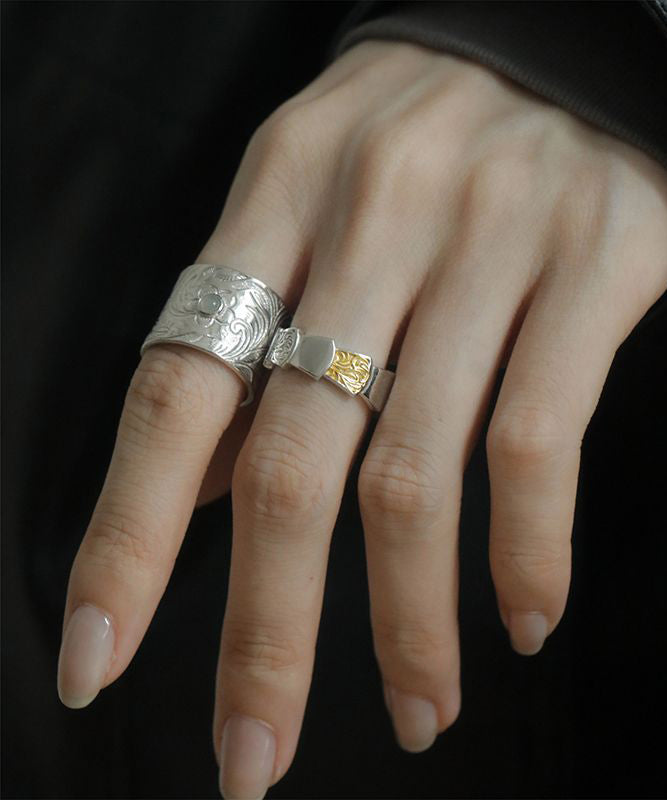 Retro Silk Sterling Silver Inlay Jade Rings