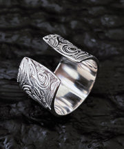 Retro Silk Sterling Silver Inlay Jade Rings