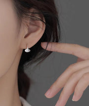 Retro Silk Sterling Silver Leaf Hoop Earrings