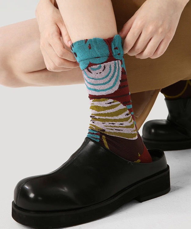 Retro Versatile Jacquard Cotton Crew Socks