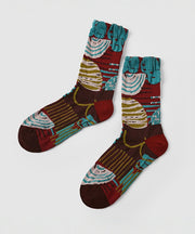 Retro Versatile Jacquard Cotton Crew Socks
