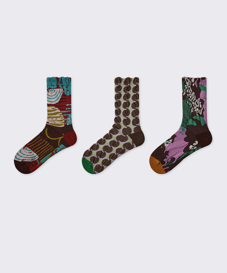 Retro Versatile Jacquard Cotton Crew Socks