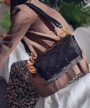 Retro Weave Design Leather Shoulder Bags