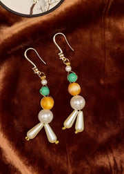 Retro White Pearl Fine Turquoise Oriental Drop Earrings