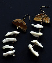Retro White Sterling Silver Overgild Tassel Drop Earrings