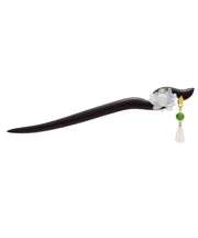 Retro White Wooden Overgild Lotus Pearl Tassel Hairpin