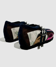 Rose Cowhide Leather Women Splicing Rivet Wedge Heels Shoes