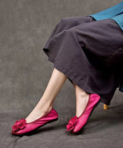 Rose Handmade Cowhide Leather Floral 2025  Flat Shoes For Women